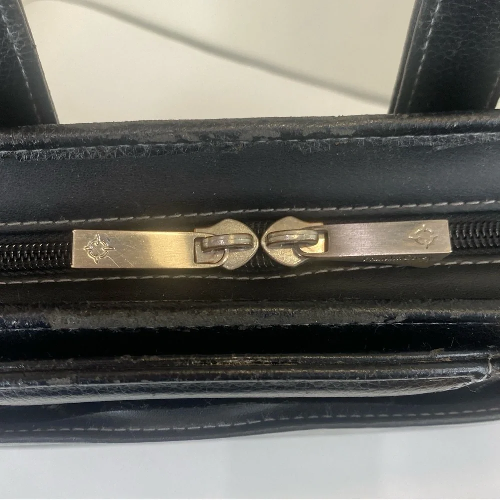 Franklin Covey Black Faux Leather 7 Ring Binder Briefcase Retractable Handles